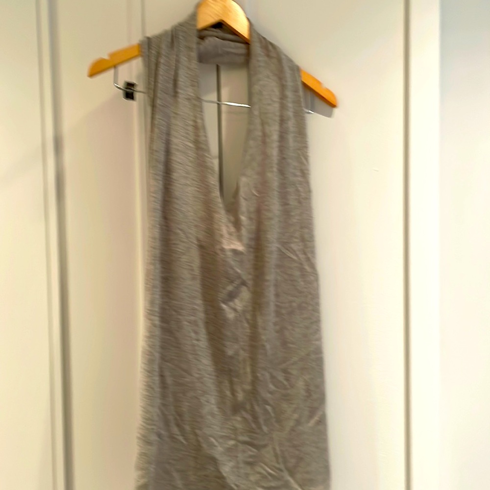 Central Park West size Large grey cashmere halter neck tunic .